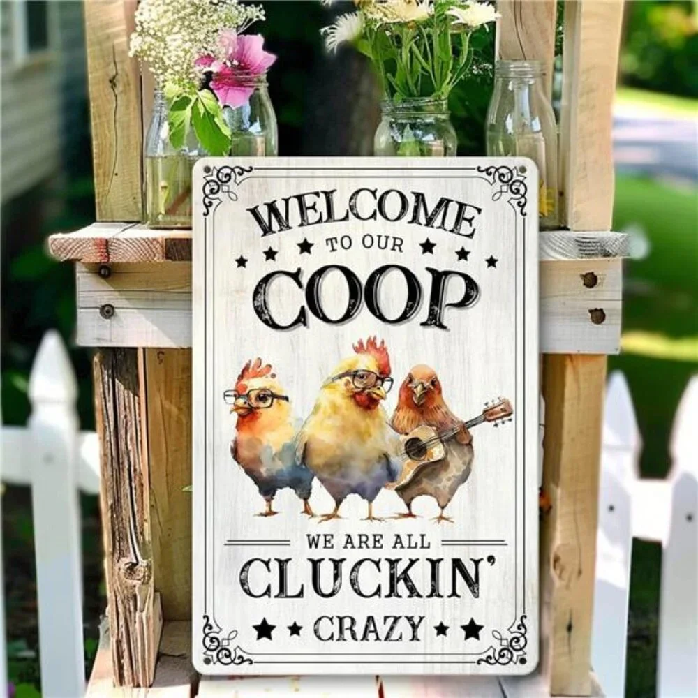 Chicken Signs for Coop Funny Outdoor Farm Decor Chicken Coop Signs Welcome to